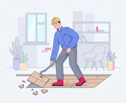 Демонтаж старого напольного покрытия